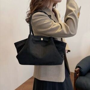 Elegant Black Suede Tote Bag